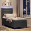 vidaXL LED Boxspringbett mit Matratze Dunkelgrau 90 x 190 cm Stoff