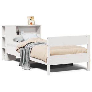vidaXL Massivholzbett mit Regal ohne Matratze Wei&szlig; 75x190 cm Kiefer