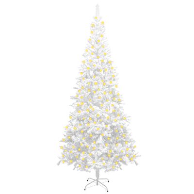 vidaXL Künstlicher Weihnachtsbaum mit Beleuchtung Größe L 240 cm Weiß