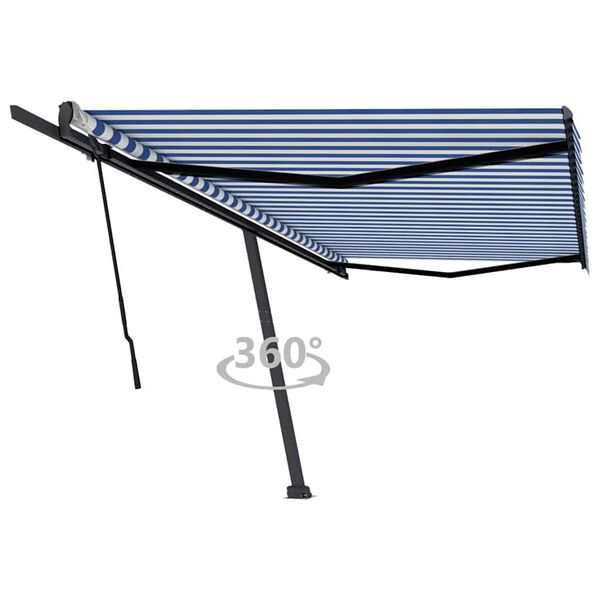 vidaXL Standmarkise Manuell Einziehbar 500x350 cm Blau/Weiß
