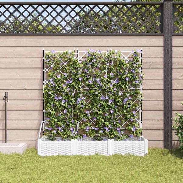 vidaXL Garten-Pflanzgef&auml;&szlig; 3 pcs Wei&szlig; 120 x 40 x 125,5 cm Stahl