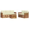 vidaXL Sofagarnituren 6 pcs Natur und Creme Massivholz Akazie