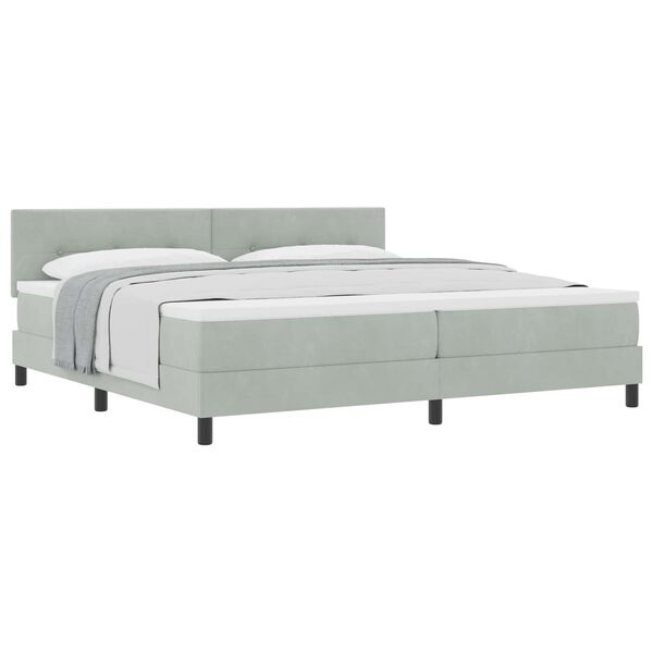 vidaXL Boxspringbett mit Matratze Hellgrau 200 x 200 cm Samt