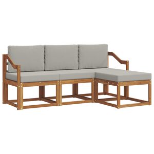 vidaXL Outdoor-Sofagarnitur mit Kissen 4 pcs Nat&uuml;rlich und Hellgrau