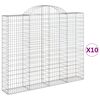 vidaXL Gabionen mit Hochbogen 10 Stk 200x30x160/180cm Verzinktes Eisen