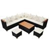vidaXL 7-tlg. Garten-Lounge-Set mit Auflagen Poly Rattan Schwarz