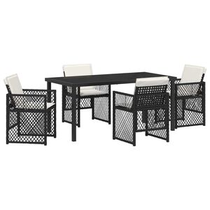 vidaXL Garten Essgruppe 5 pcs Schwarz Poly-Rattan