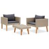 vidaXL 3-tlg. Garten-Lounge-Set mit Auflagen Poly Rattan Beige