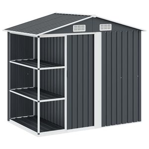 vidaXL Gartenhaus mit Regal Anthrazit 205x130x183 cm Eisen
