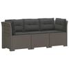 vidaXL 3-Sitzer Garten Sofa mit Kissen Rattan-Look PP Hellgrau