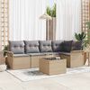 vidaXL Gartensofa-set mit Kissen 6 pcs Beige Poly-Rattan