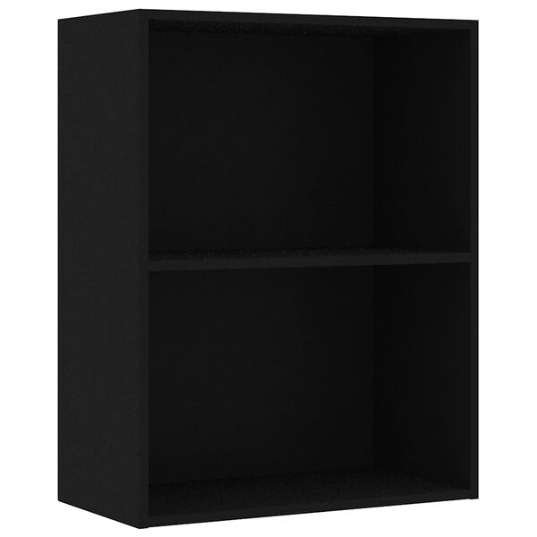 vidaXL Bücherregal 2 Fächer Schwarz 60x30x76,5 cm Holzwerkstoff