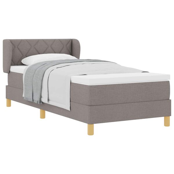 vidaXL Boxspringbett mit Matratze mit Kopfteil Taupe 90 x 190 cm Stoff