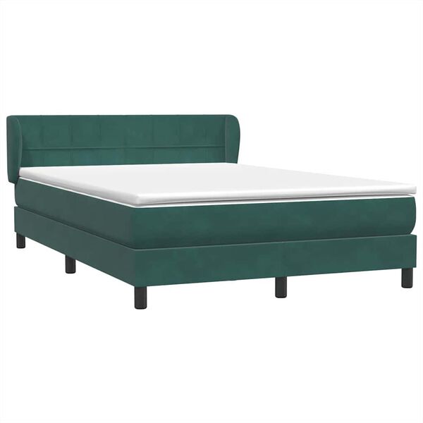 vidaXL Boxspringbett mit Matratze Dunkelgr&uuml;n 160x220 cm Samt