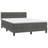 vidaXL Boxspringbett mit Matratze & LED Dunkelgrau 140x200 cm Samt