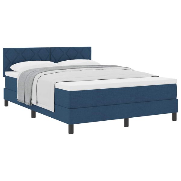 vidaXL Boxspringbett mit Matratze mit Kopfteil Blau 160 x 200 cm Stoff