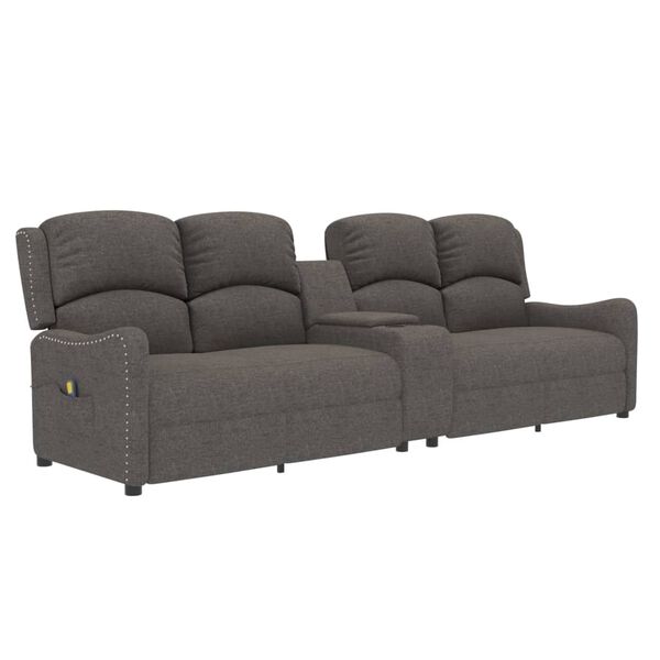 vidaXL 4-Sitzer Massagesessel mit Getr&auml;nkehalter Hellgrau Stoff