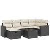 vidaXL 7-tlg. Garten-Sofagarnitur mit Kissen Schwarz Poly Rattan