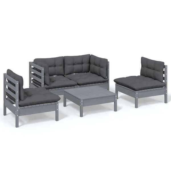 vidaXL 5-tlg. Garten-Lounge-Set mit Kissen Kiefer Massivholz