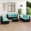 vidaXL 7-tlg. Garten-Lounge-Set mit Kissen Poly Rattan Schwarz