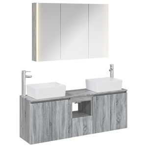 vidaXL Badezimmerschrank-Set 4 stk. Grau Sonoma Holzwerkstoff