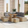 vidaXL Gartensofa-set mit Kissen mit Speicher 8 pcs Beige Poly Rattan