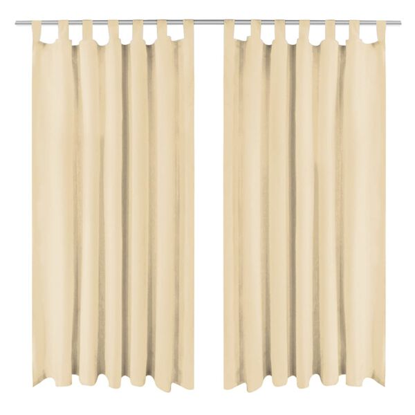 vidaXL Vorhänge aus Mikro-Satin 2 Stk. mit Schlaufen 140×225 cm Beige