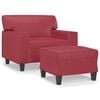 vidaXL Sessel mit Hocker Weinrot 60 cm Kunstleder