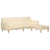vidaXL Schlafsofa 2-Sitzer mit Fußhocker Creme Stoff
