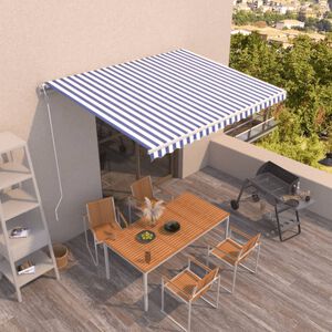 vidaXL Markise Automatisch Einziehbar 450x350 cm Blau und Wei&szlig;
