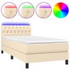 vidaXL Boxspringbett mit Matratze & LED Creme 100x200 cm Stoff