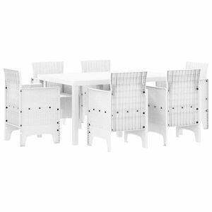 vidaXL Garten Essgruppe 7 stk. Wei&szlig; Polt Rattan