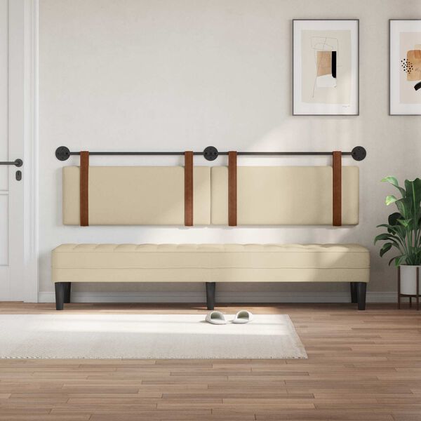 vidaXL H&auml;ngevorderseite Wandmontiert Creme 210 x 55 x 5 cm Antikes PU