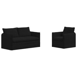 vidaXL Sofa Set 2 stk. Schwarz Stoff