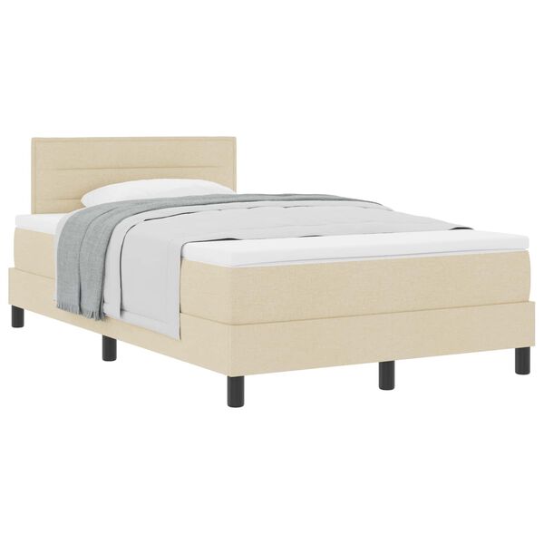 vidaXL Boxspringbett mit Matratze Creme 120 x 190 cm Stoff