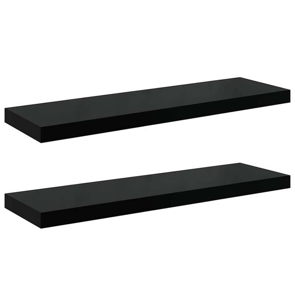 vidaXL Schweberegale 2 Stk. Hochglanz-Schwarz 80x23,5x3,8 cm MDF