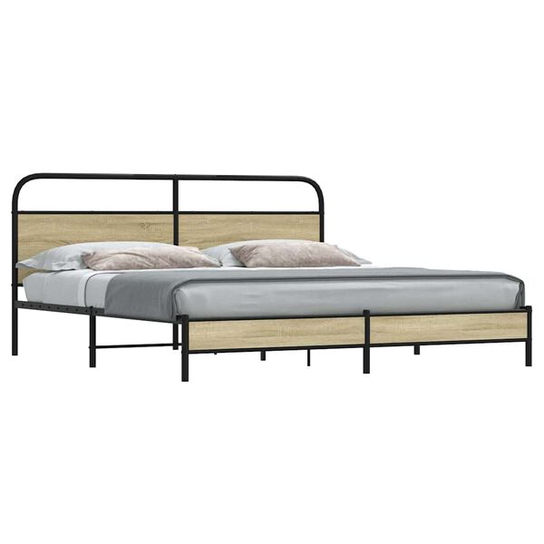 vidaXL Metallbett ohne Matratze Sonoma-Eiche 183x213 cm