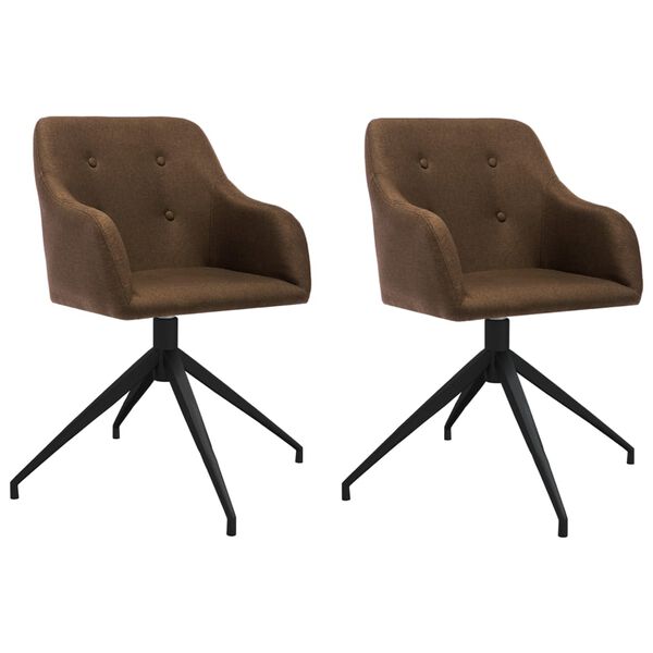 vidaXL Esszimmerst&uuml;hle 2 Stk. Drehbar Braun Stoff