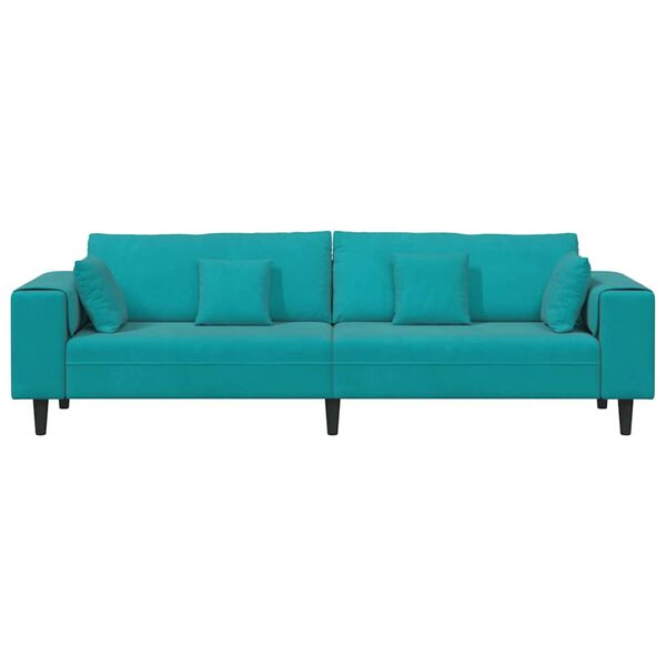 vidaXL Samt Sofa mit Kissen Türkis 208 cm Samt