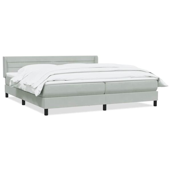 vidaXL Boxspringbett mit Matratze Hellgrau 180x220 cm Samt
