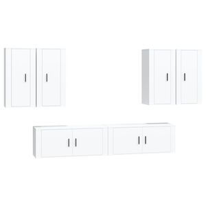 vidaXL 6-tlg. TV-Schrank-Set Wei&szlig; Holzwerkstoff