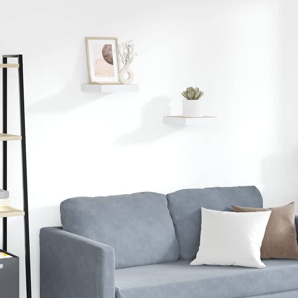 vidaXL Schweberegale 2 Stk. Eichen-Optik und Wei&szlig; 23x23,5x3,8 cm MDF