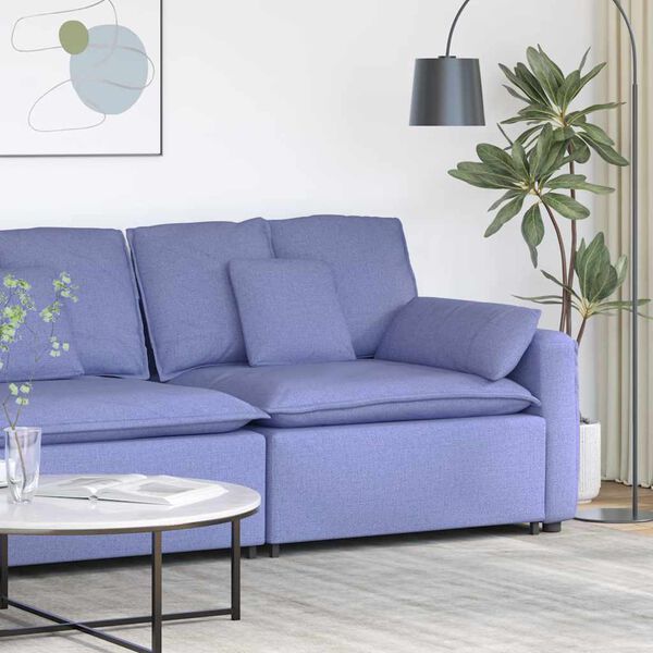 vidaXL Modulares Sofa Endmodul mit Armlehne Kissen Jeansblau 100 cm