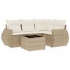 vidaXL 5-tlg. Garten-Sofagarnitur mit Kissen Beige Poly Rattan