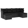 vidaXL 6-tlg. Garten-Sofagarnitur mit Kissen Schwarz Poly Rattan