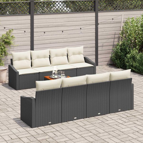 vidaXL Gartensofa-set mit Kissen 9 pcs Schwarz Poly-Rattan