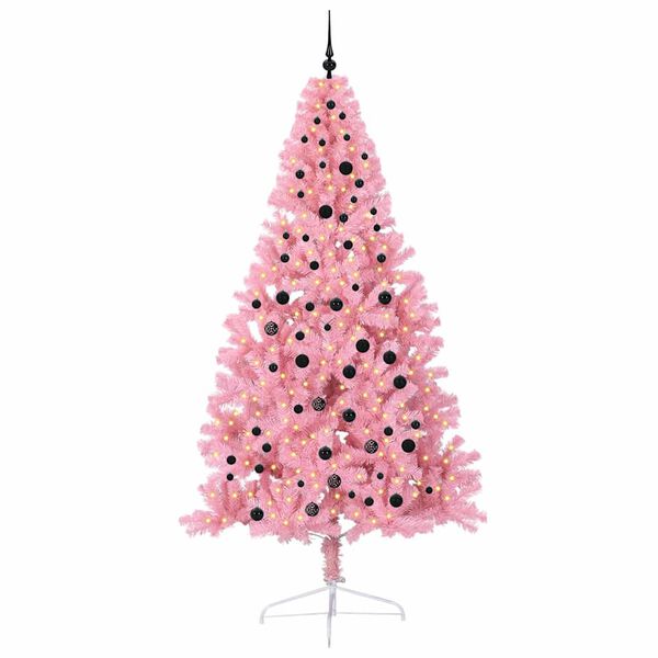 vidaXL K&uuml;nstlicher vorbeleuchteter Weihnachtsbaum Rosa 240 cm PVC