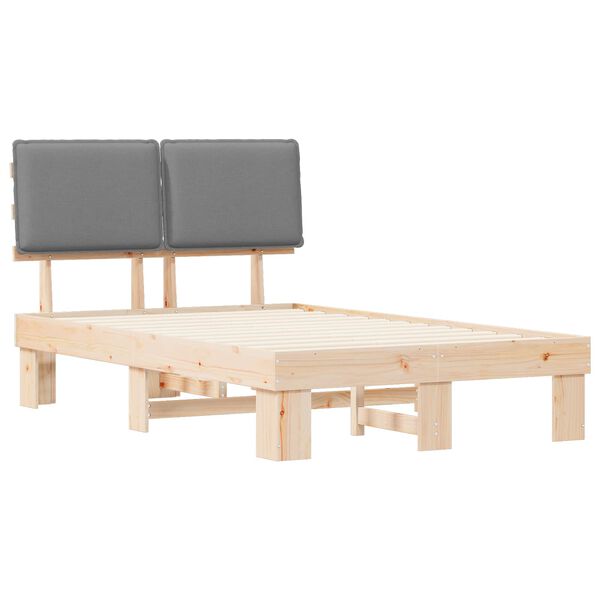 vidaXL Bettgestell mit gepolstertem Kopfteil Hellgrau 120 x 200 cm