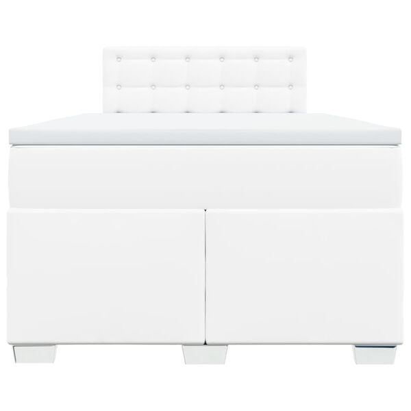 vidaXL Boxspringbett mit Matratze Wei&szlig; 120x200 cm Kunstleder