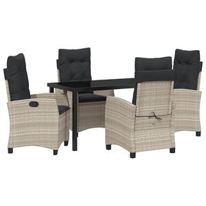 vidaXL Garten Essgruppe mit Kissen 5 pcs Hellgrau Poly-Rattan